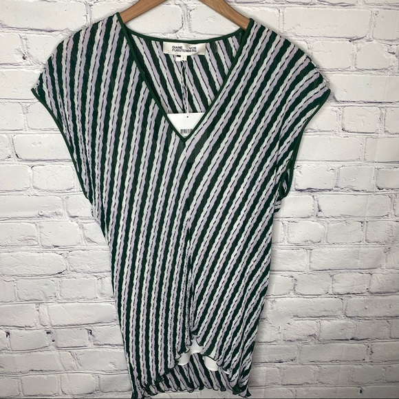 Diane von Furstenberg Jolene Pleated Striped Chiffon Top - Picture 6 of 11